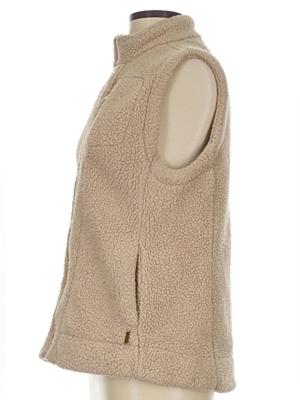 Calvin Klein Beige Sherpa Fleece Zip-Front Vest - Picture 3 of 11